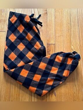 Daydream Women’s Pants Orange Black Size Small Polyester Plaid Fleece Joggers